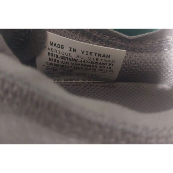 Nike Air Vapormax 2019 SAMPLE Gunsmoke LT Blue Black Size 3.5Y Womens Size 5 - Picture 10 of 10